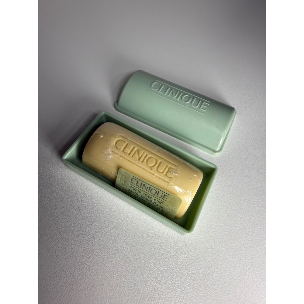 Vintage Clinique Facial Bar Soap Mild with Signature Green Travel Case Soap New